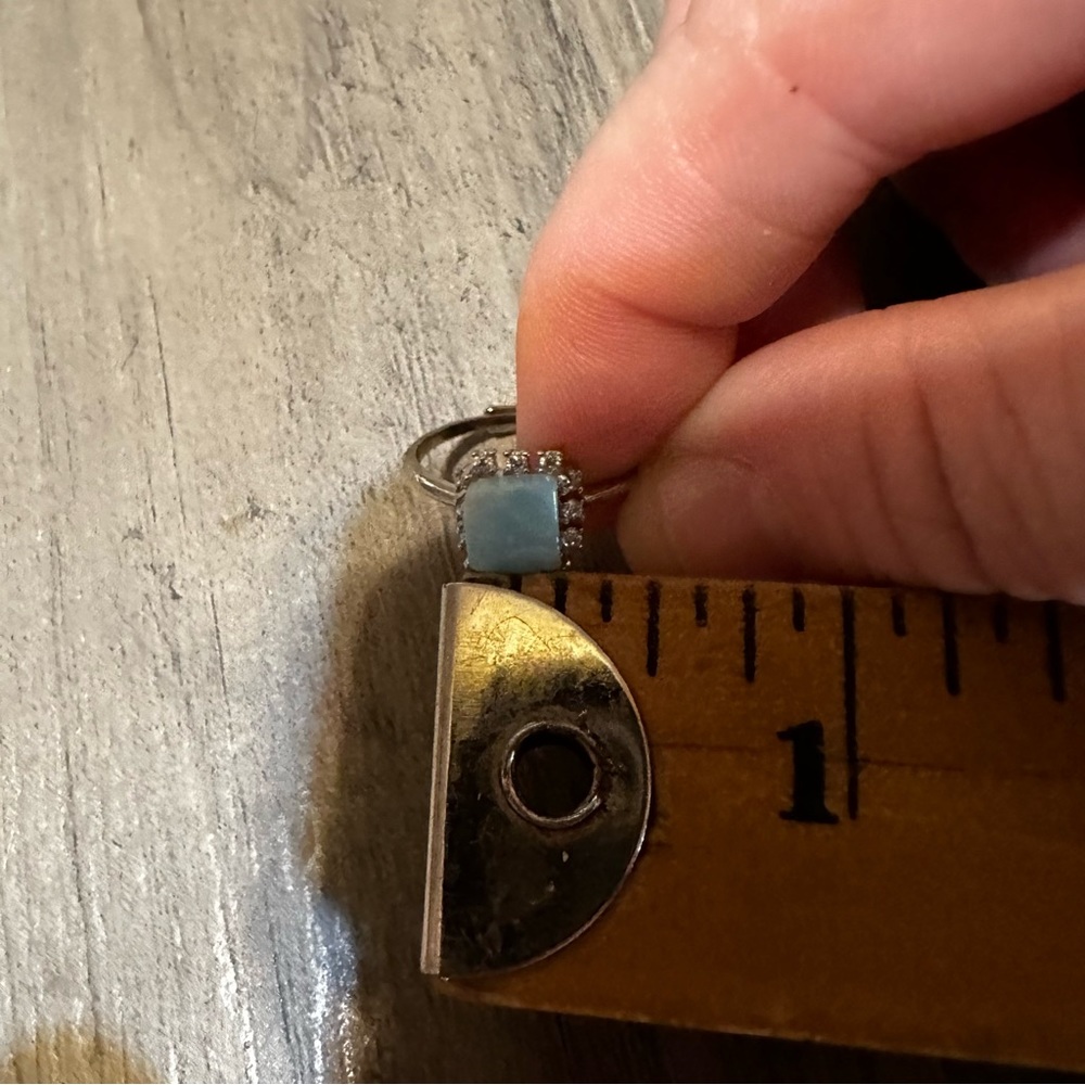 Larimar Square Crystal Stone Adjustable Ring Blue - image 6